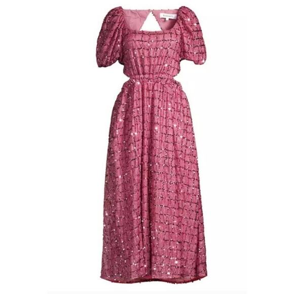 Elliatt Aubree Puff Sleeve Sequin Metallic Midi Dress Size XS - Picture 8 of 14